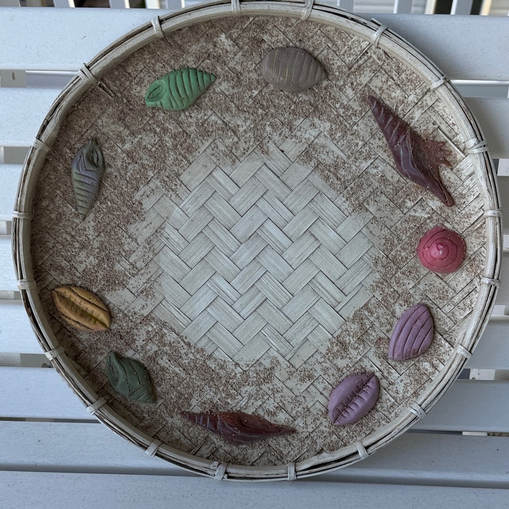 Coastal Unique Decorative Woven Tray with Multicolor Accents